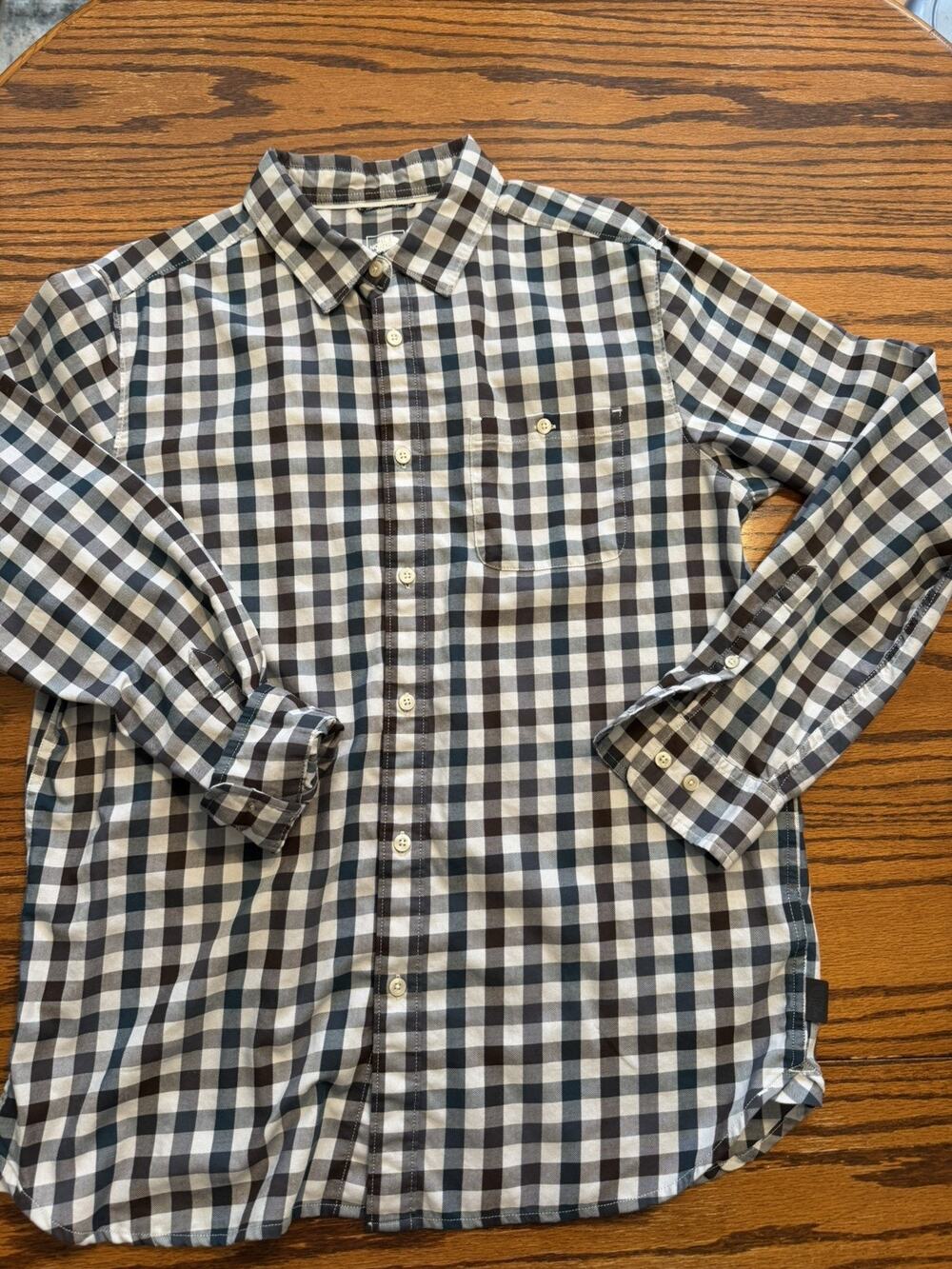 The North Face Gingham Check Button Down Shirt Black white Long Sleeve Men's XXL